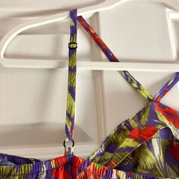 Allen B. By Allen Schwartz Multi-colored Romper V-neck Adjustable Straps Size XL - Picture 5 of 11